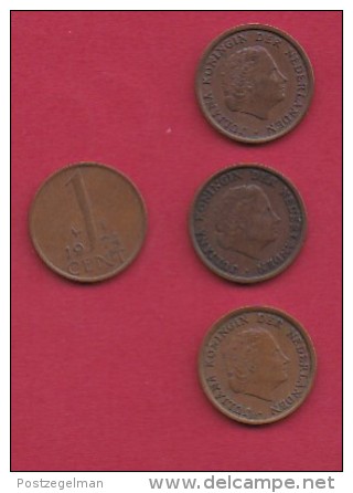 NEDERLAND, 1974, 4 Coins Of 1 Cent, Queen Juliana, Bronze, C2772 - 1948-1980 : Juliana