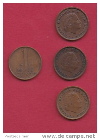 NEDERLAND, 1975, 4 Coins Of 1 Cent, Queen Juliana, Bronze, C2773 - 1948-1980 : Juliana