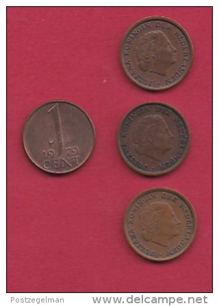 NEDERLAND, 1979, 4 Coins Of 1 Cent, Queen Juliana, Bronze, C2776 - 1948-1980 : Juliana