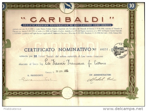 Documento Azionario - Garibaldi Navigazione    ------- - Navigation