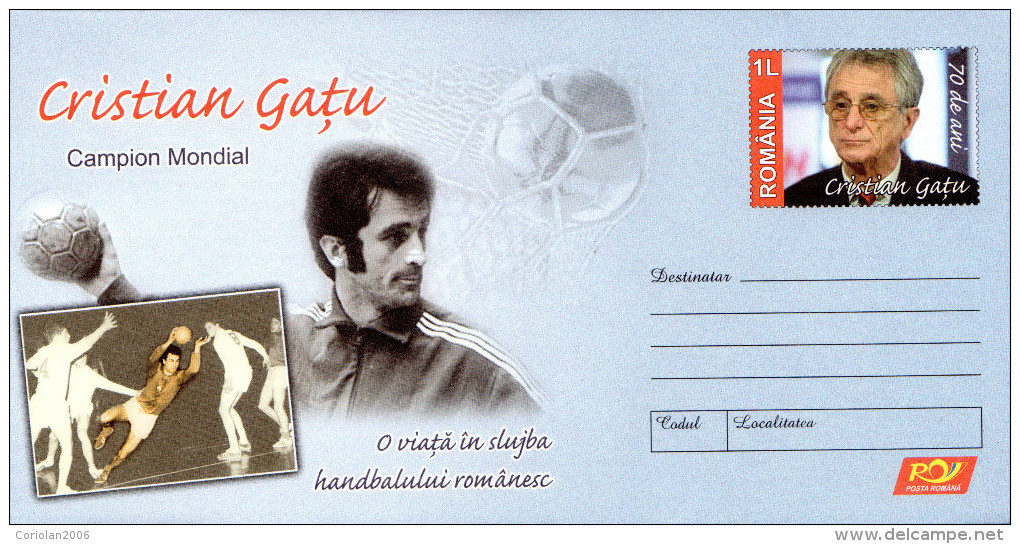 Romania Postal Stationery / 70 Years Cristian Gatu - Hand-Ball