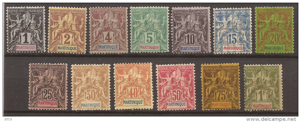 MARTINIQUE -Série 31 à 43 - NEUF X MVLH - Les N° 31, 33, 34, 35, 37, 38 Et 41 Sont XX - Unused Stamps