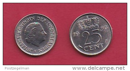 NEDERLAND, 1956, 1 Coin Of 25 Cent, Queen Juliana,   C3068 - 1948-1980 : Juliana