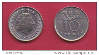 NEDERLAND, 1959, 2 Coins Of 10 Cent, Queen Juliana,   KM 182, C3054 - 1948-1980 : Juliana