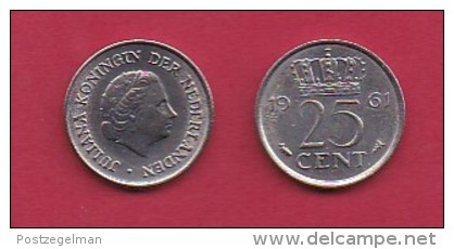 NEDERLAND, 1961, 1 Coin Of 25 Cent, Queen Juliana,   C3072 - 1948-1980 : Juliana