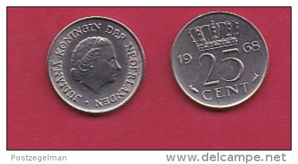 NEDERLAND, 1968, 1 Coin Of 25 Cent, Queen Juliana,   C3077 - 1948-1980 : Juliana