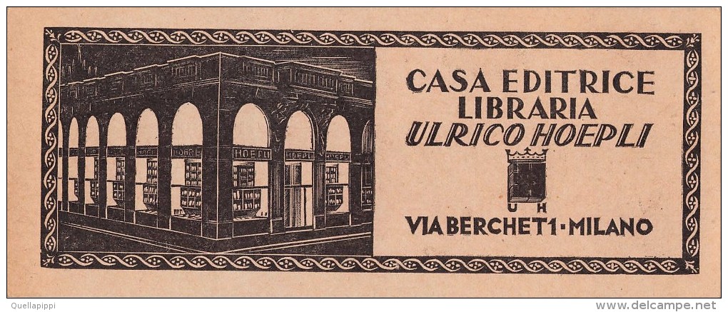 02766 "CASA EDITRICE LIBRARIA - ULRICO HOEPLI - MILANO - ROMA" SEGNALIBRO  - ORIGINALE - Segnalibri