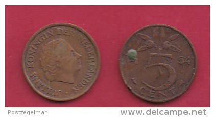 NEDERLAND, 1954, 2 Coins Of 5 Cent, Queen Juliana, Bronze, KM 181,  C3171 - 1948-1980 : Juliana
