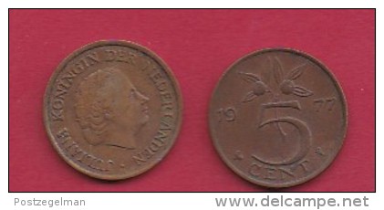 NEDERLAND, 1977, 2 Coins Of 5 Cent, Queen Juliana, Bronze, KM 181,  C3185 - 1948-1980 : Juliana