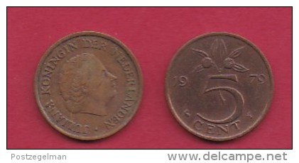 NEDERLAND, 1979, 2 Coins Of 5 Cent, Queen Juliana, Bronze, KM 181,  C3187 - 1948-1980 : Juliana