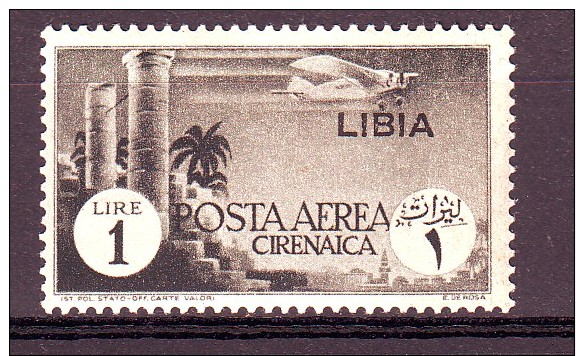 LIBIA POSTA AEREA 1941   N. 52  GRIGIO NERO NUOVO*  1 VALORE - Libye