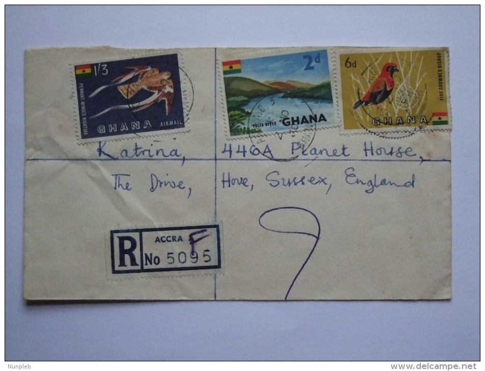 GHANA 1960 REGISTERED COVER ACCRA TO HOVE ENGLAND - Ghana (1957-...)