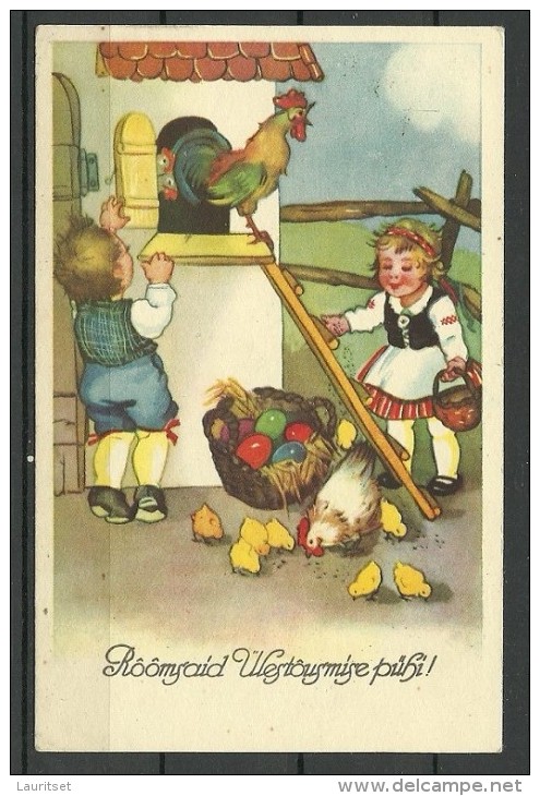 ESTLAND Estonia 1939 Bunte Osterkarte Ostern - Ostern