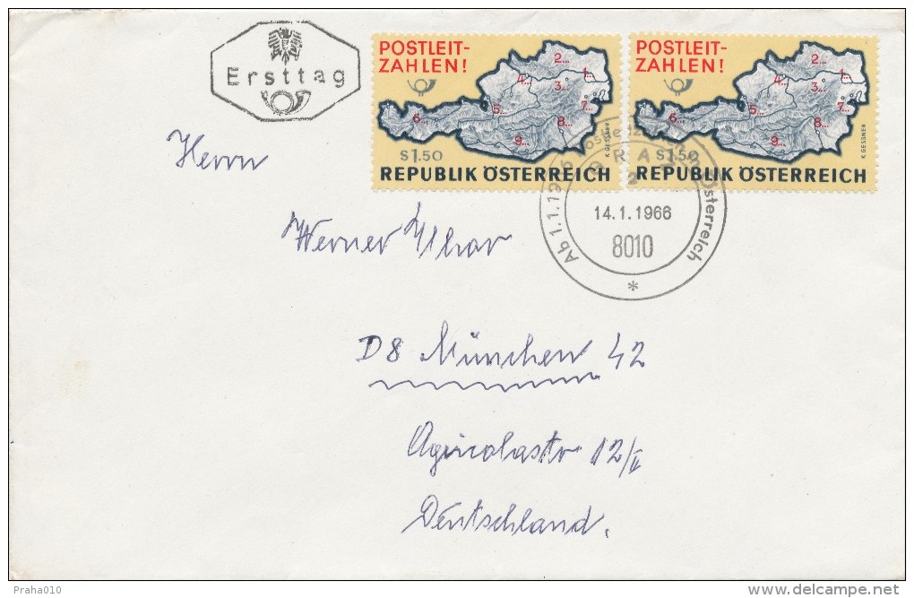 K2421 - Austria (1966) 8010 Graz: 1.1.1966 Zip Code (letter) - Zipcode