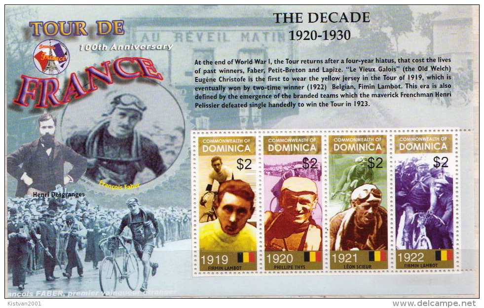 Dominica MNH Tour De France Sheetlet And SS - Cycling