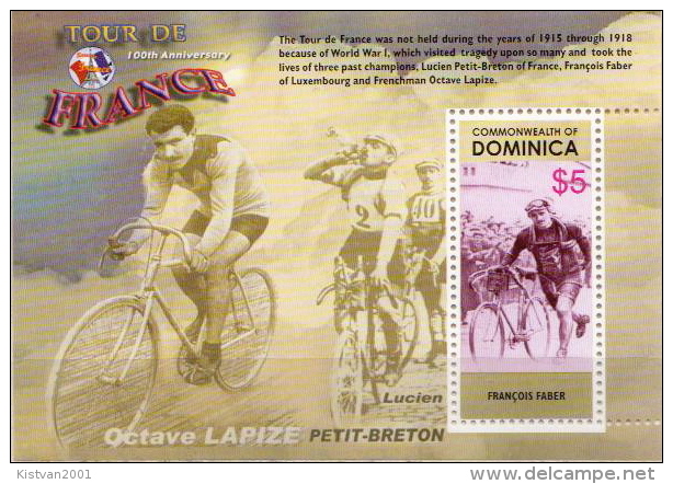 Dominica MNH Tour De France Sheetlet And SS - Cycling