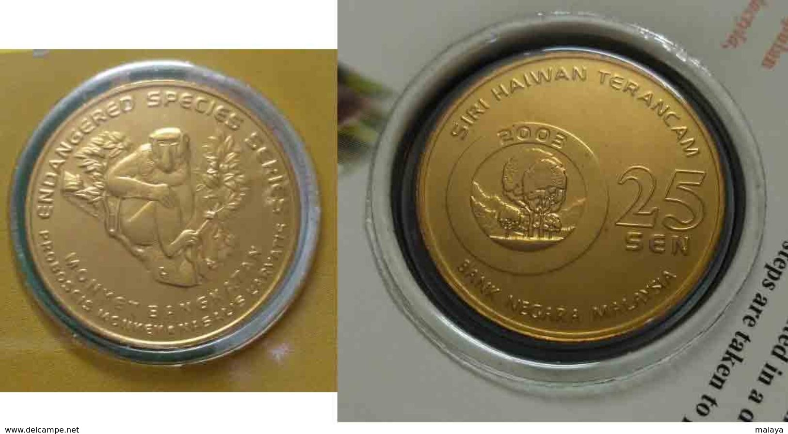 Malaysia 2003 25 Cent Nordic Gold Coin BU 25 Cent Animal  2003 Proboscis Monkey - Malasia