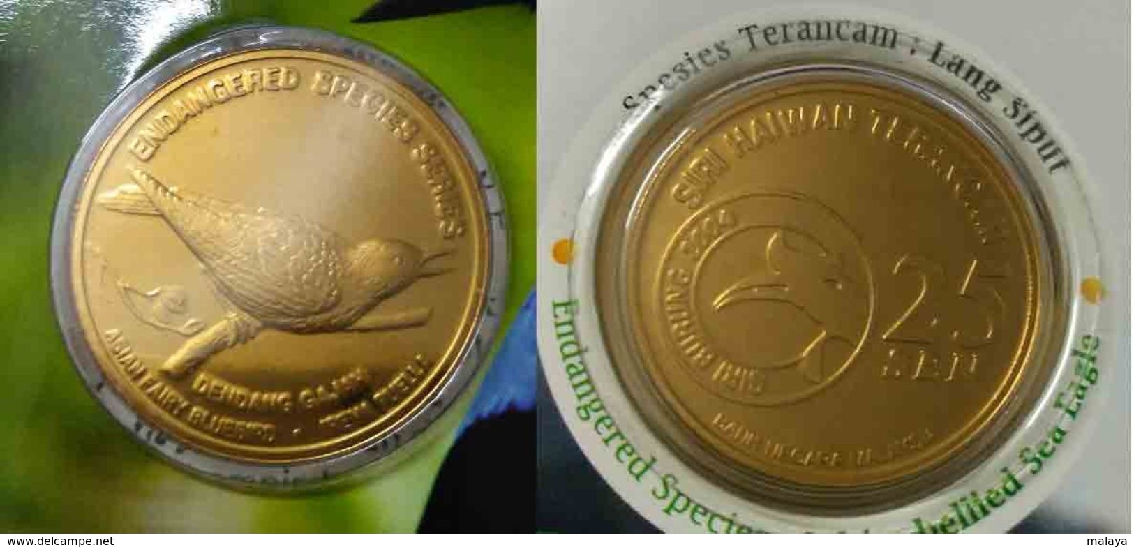 Malaysia 2005 2004  25 Cent Nordic Gold Coin BU  Bird Asian Fairy Bluebird - Malaysia