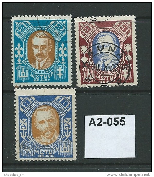 Lithuania 1922 Recognition Of Lithuania By League Of Nations 2a, 3a And 8a - Lituania