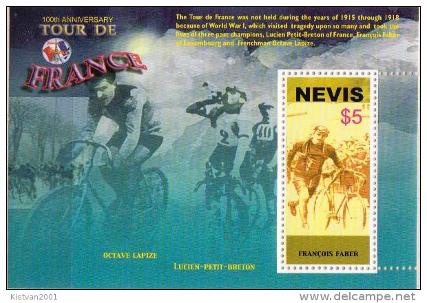 Nevis MNH Tour De France Sheetlet And SS - Ciclismo