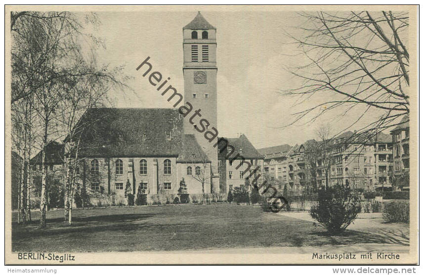 Berlin - Markusplatz Mit Kirche 20er Jahre - Verlag I. W. B. - Steglitz