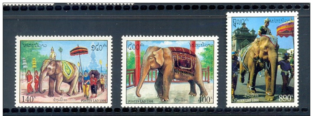 LAOS * SERIE 3v 1994 * CEREMONIAL ELEPHANTS * MNH - Laos