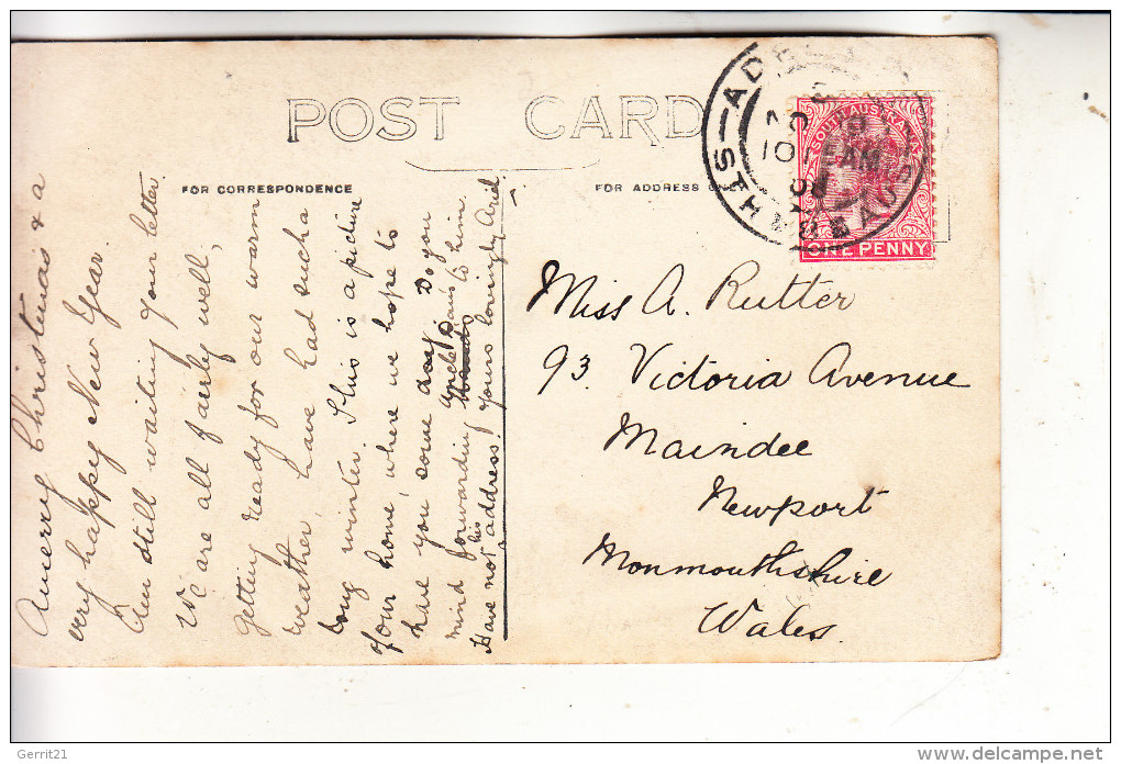 AUSTRALIA / AUSTRALIEN, ADELAIDE - S.A., MAGILL, Perrcomba, Photo-postcard, 1908 - Adelaide