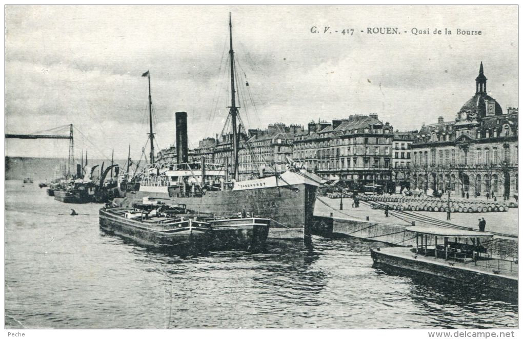 N°44857 -cpa Rouen -le "Sandhurst" à Quai - Commerce