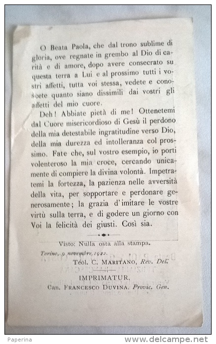 SANTINO BEATA PAOLA GAMBARA COSTA VENERATA NELLA CHIESA DEI FRATI MINORI DI  BENEVAGIENNA CUNEO - Santini