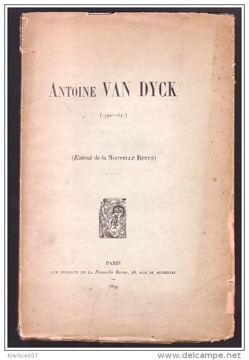 ANVERS ANTWERPEN  Peinture Antoine Van Dyck  Livre Dedicacé De L Auteur Victor De Swarte 1899 - Revues Anciennes - Avant 1900