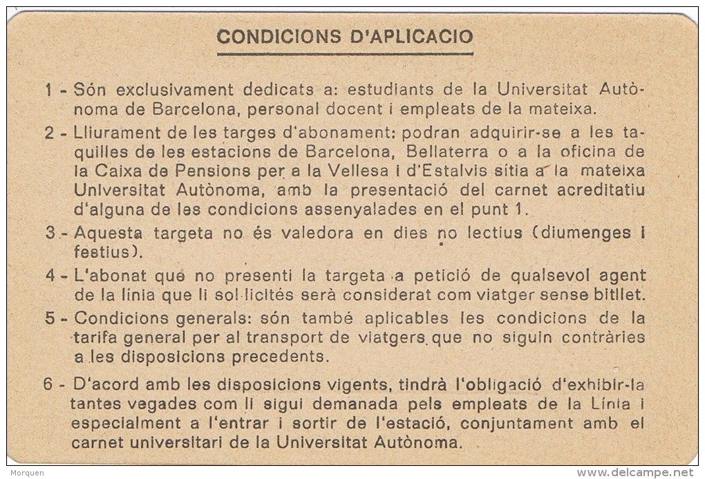 15514. Bonito Lote 7 Abonos De Transporte Ferrocarril BELLATERRA (Barcelona) 1980-1981 - Europa