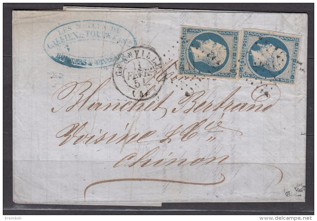 Superbe LAC 2XN10 Granville-Chinon 1854. Signée Roumet Et Calves - 1852 Luis-Napoléon