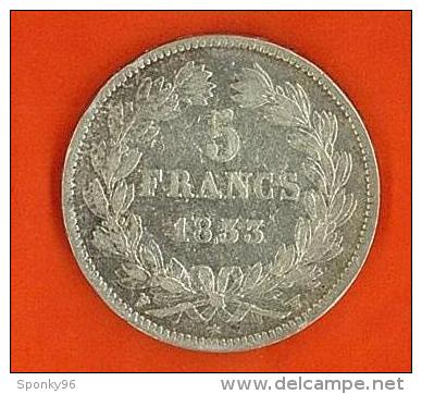 - 5 FRANCHI DEL 1833 - LOUIS PHILIPPE I° ROI DES FRANCAIS - ARGENTO - - 5 Francs