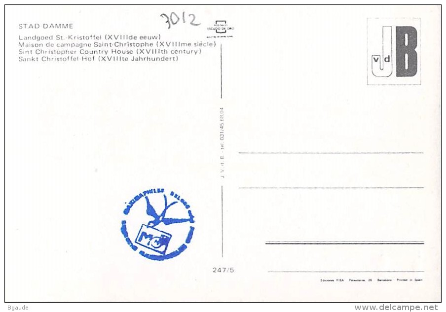 BELGIQUE CARTE MAXIMUM   NUM.YVERT  3012 DAMME - 2001-2010