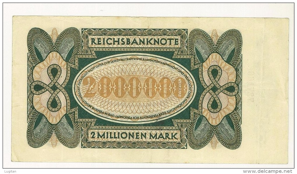 GERMANIA - 2 MILLIONEN Mark, Reichsbanknote 1923 - PERIODO INFLAZIONE - 727166 - SPL - 2 Mio. Mark