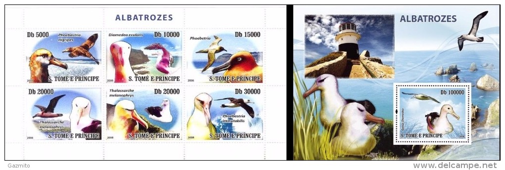 S. Tomè 2008, Bird, Albatros, 4val In BF +BF - Albatros & Stormvogels