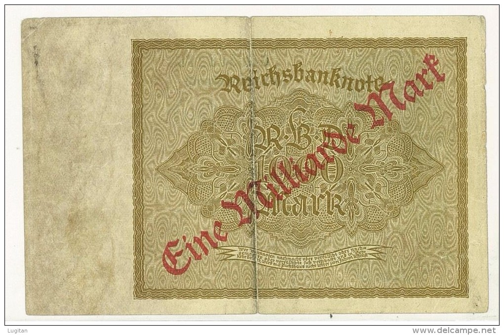 GERMANIA - 1 MILLIARDE Mark, Reichsbanknote 1922 - PERIODO INFLAZIONE - 61B563288 - FORTE PIEGA AL CENTRO - 1 Milliarde Mark