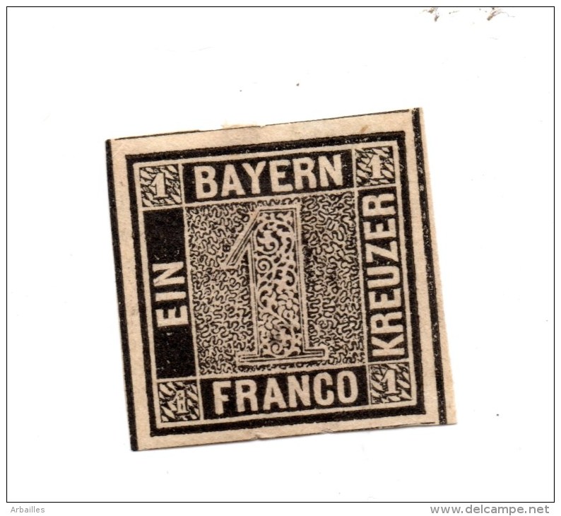 Baviere.Bayern. N°1, 1849. Faux Ancien. Expertise A L´appui. - Otros & Sin Clasificación