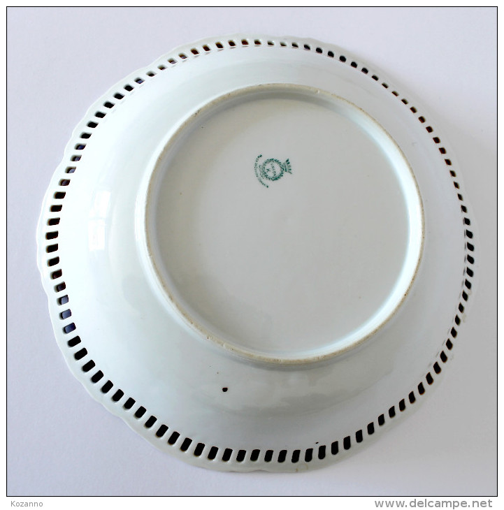 ENSEMBLE 2 COUPE PLAT PORCELAINE ESTAMPILLE: UNION K MADE IN CZECHO-SLOVAKI Doré