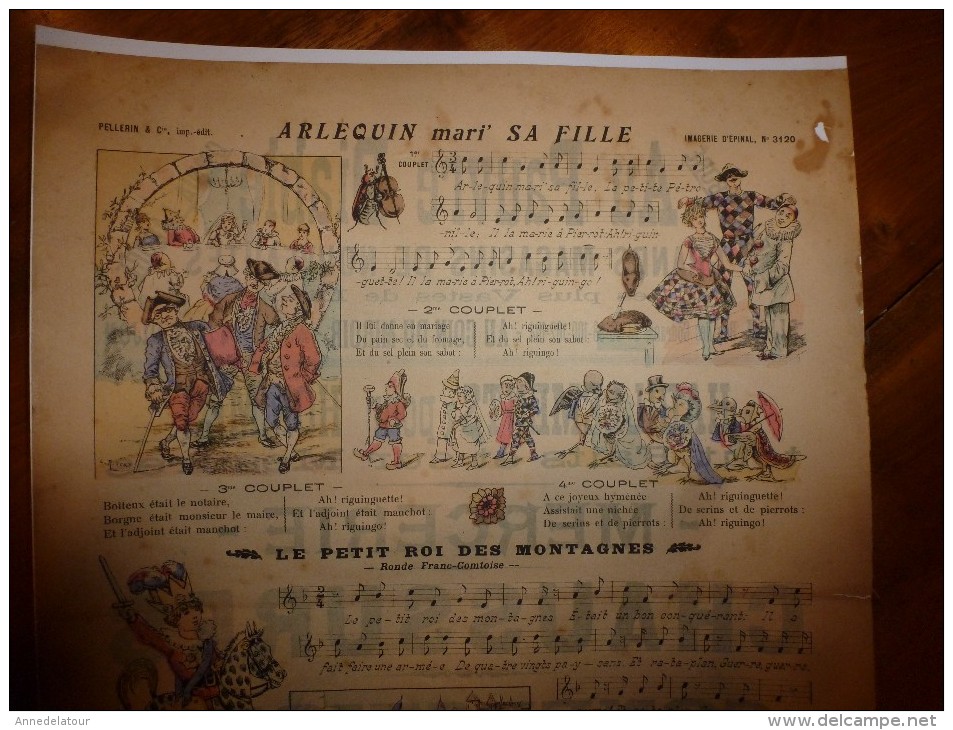 Vers 1900  Imagerie D'Epinal  N° 3120  Chanson  ARLEQUIN MARI SA FILLE.  (Imagerie Pellerin & Cie ) - Collections