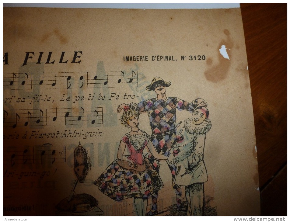 Vers 1900  Imagerie D'Epinal  N° 3120  Chanson  ARLEQUIN MARI SA FILLE.  (Imagerie Pellerin & Cie ) - Collections