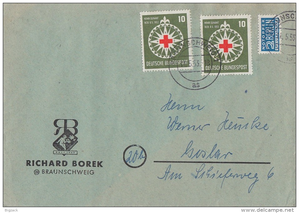 Bund Brief Mef Minr.2x 164 Braunschweig 11.5.53 - Briefe U. Dokumente