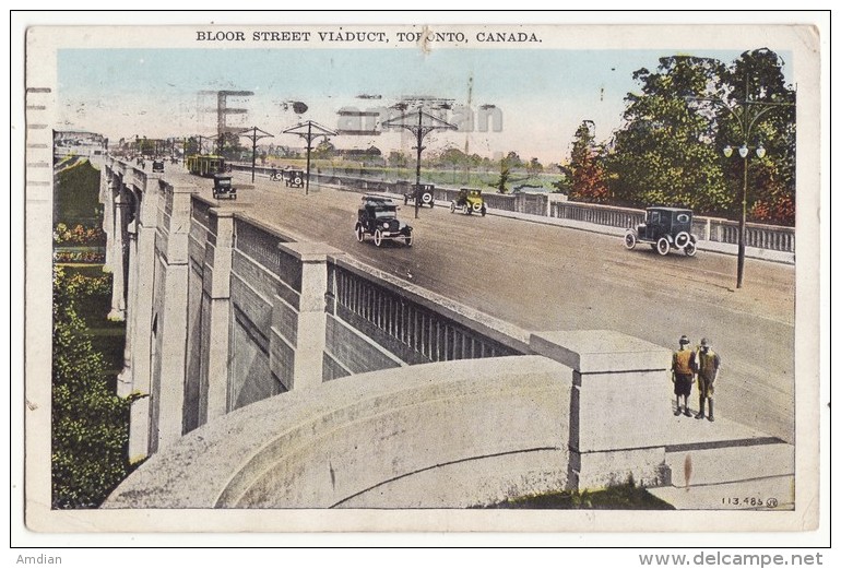 Toronto Ontario, Bloor Street Viaduct - Old Cars - C1927 ON Canada Vintage Postcard [8684] - Toronto