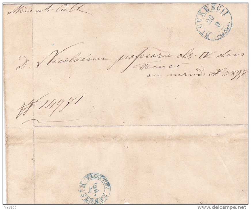 Romania/Moldova &amp; Principality -Official Letter Circulated   From BUCURESCII  At TEKUTSCH. - ...-1858 Prefilatelia