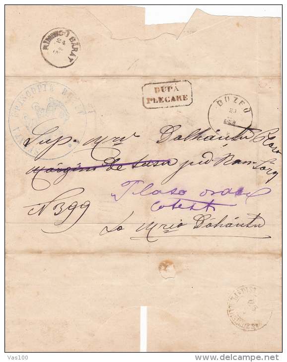 Romania/Moldova &amp; Principality -Official Letter Circulated  From BUZEU AT RAMNICU SARAT. - ...-1858 Prephilately