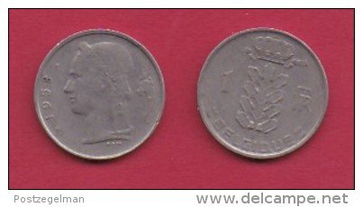 BELGIUM, 1958, 2 Circulated Coins Of 1 Franc, French, Copper Nickel, KM 142.1,  C3144 - 1 Franc