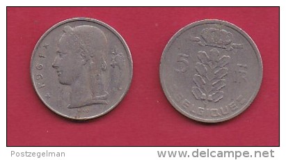 BELGIUM, 1961, 2 Circulated Coins Of 5 Francs, French, Copper Nickel, KM 134.1,  C3158 - 5 Frank