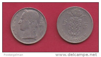 BELGIUM, 1970, 2 Circulated Coins Of 5 Francs, French, Copper Nickel, KM 134.1,  C3165 - 5 Francs