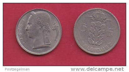 BELGIUM, 1974, 2 Circulated Coins Of 5 Francs, French, Copper Nickel, KM 134.1,  C3167 - 5 Francs