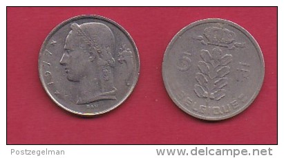 BELGIUM, 1977, 2 Circulated Coins Of 5 Francs, French, Copper Nickel, KM 134.1,  C3168 - 5 Frank